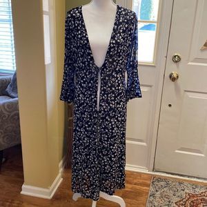 Black & White Duster Kimono Jacket Cover Up L